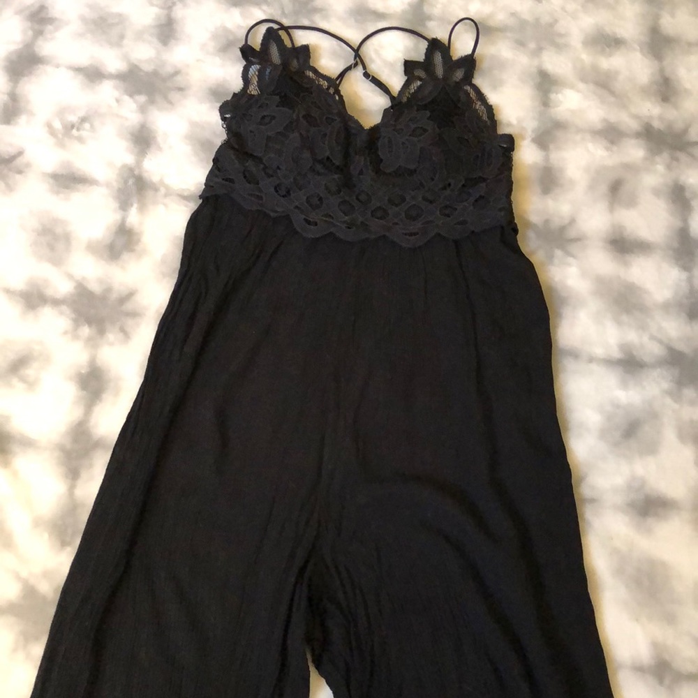 Black Jumpsuit/Romper with Lace Top